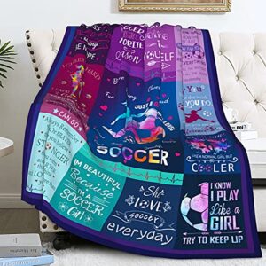 Soccer Blanket Gifts for Girls Ultra Soft Warm Flannel Throw Blankets Soccer Team Soccer Lover Gifts for Kids Teens Adults 50"x40"