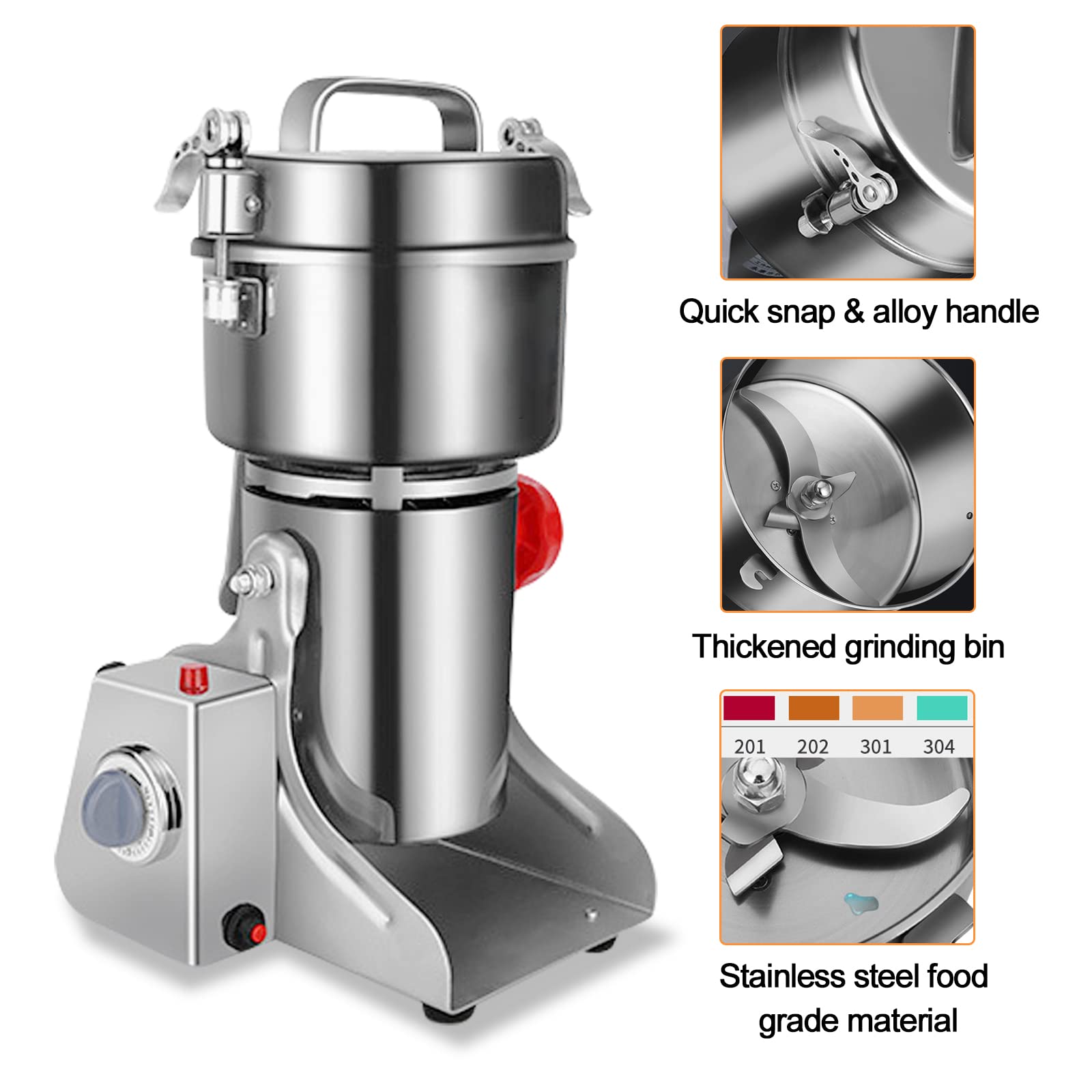 ExGizmo Electric Grain Grinder 800g,Swing Type Grain Mill Grinder 3000W,110V Stainless Steel High-speed Spice Herb Grinder Superfine Machine Dry Cereals Pulverizer Swing Type