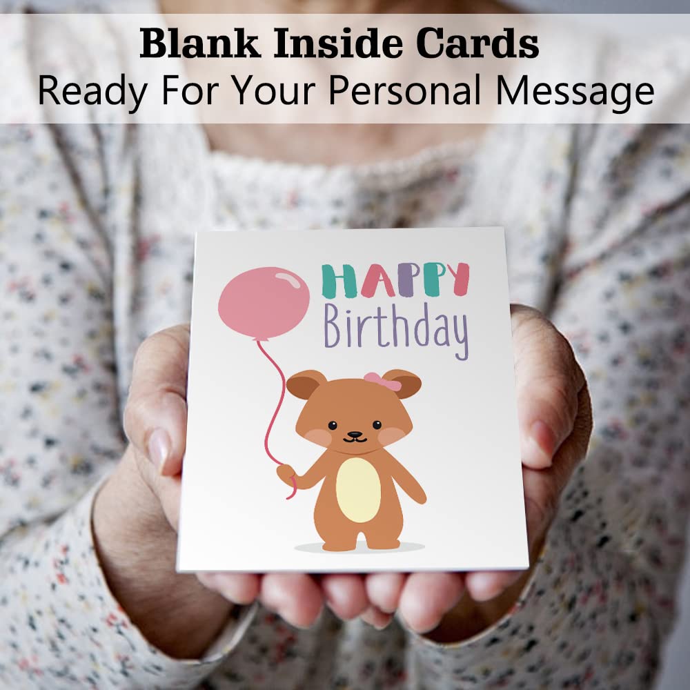 feela Birthday Cards Bulk, 320 Pack 40 Designs Happy Birthday Card Assortment Box with 320 Blank Envelopes, 336 Pieces of Stickers, 12 Washi Tapes, Greeting Cards for Employees Family, 4” X 6”