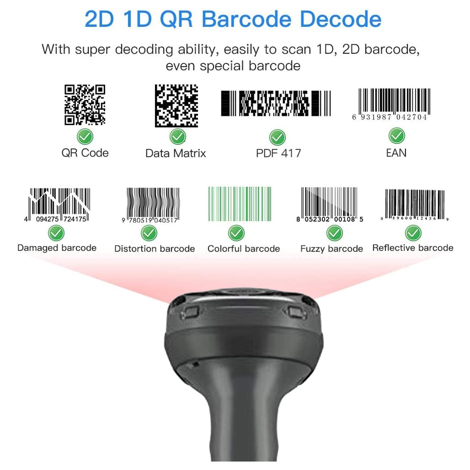 Zebra DS4608-SR Standard Range 1D 2D Handheld Wired USB Barcode Scanner, QR Imager Corded Screen Code Reader for POS System - JTTANDS