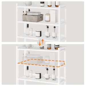 HOOBRO Over The Toilet Storage Shelf, 4 Tier Over Toilet Bathroom Organizer, 23.6" L x 9.4" W x 65.7" H, Space-Saving, Stable, Easy Assembly, for Bathroom, Laundry, Restroom, White WT04TS01G1