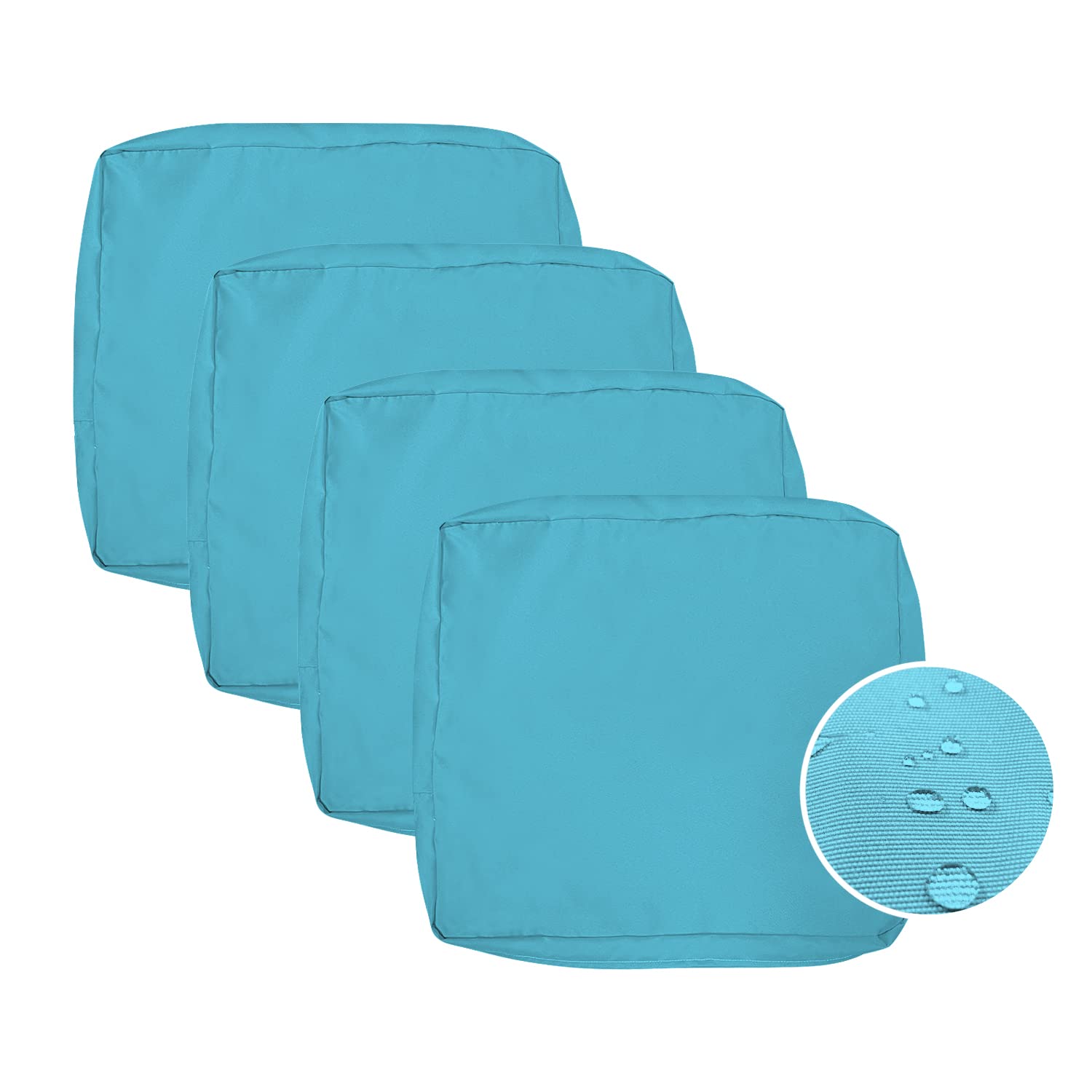 VAKADO Outdoor Patio Furniture Chair Cushion Replacement Covers Set of 4 Waterproof Decorative Cushion Cases Decor for Bench Garden Porch Couch Tent(Turquoise, 24"X24"X4")