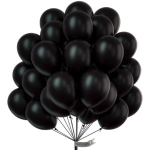 partywoo black balloons, 100 pcs 12 inch matte black balloons, black balloons for balloon garland or balloon arch as party decorations, birthday decorations, retirement party decorations, black-y18