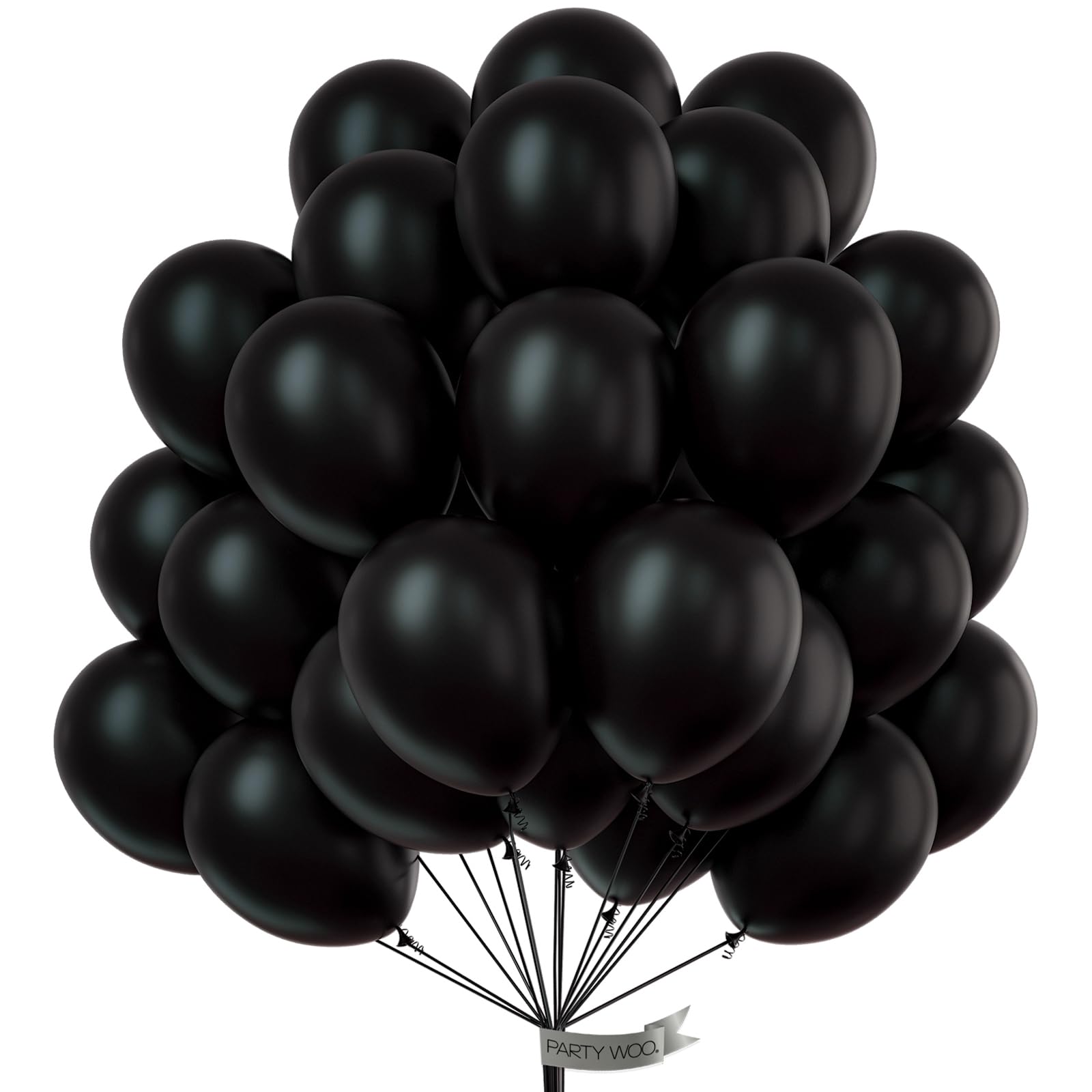 PartyWoo Black Balloons, 100 pcs 12 Inch Matte Black Balloons, Black Balloons for Balloon Garland or Balloon Arch as Party Decorations, Birthday Decorations, Retirement Party Decorations, Black-Y18