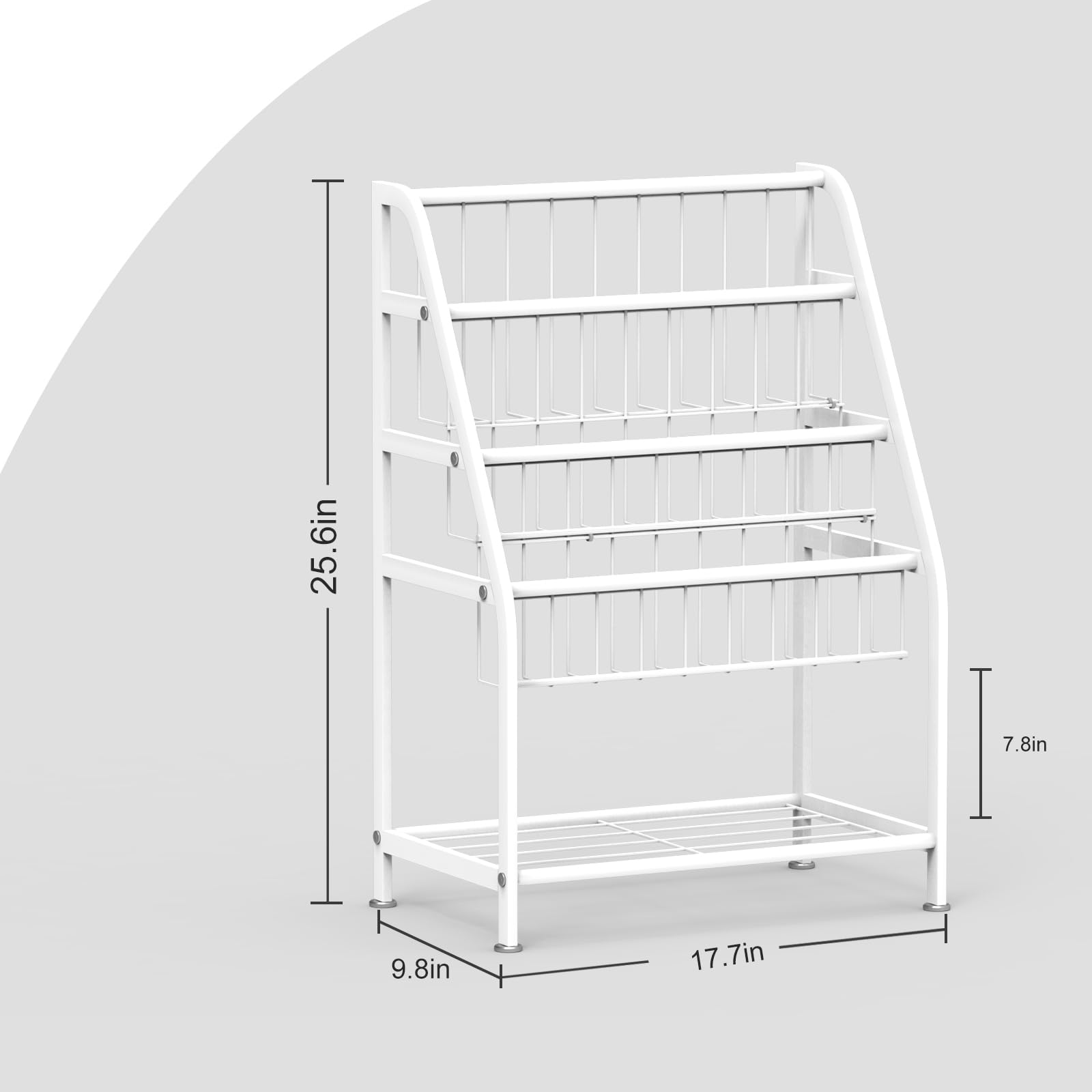 Azheruol Kids Bookshelf Freestanding for Children Room 18 Inches Small White Metal Bookcase Large Capacity Books Toys Organizer Stable 5 Tiers Kids Book Rack for Playroom Bookstore Library