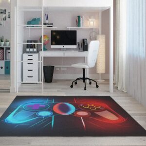 Tveinard Teens Boy Game Rug Gamepad Living Room Carpet Gamer Bedroom Controller Player Home Decor Non-Slip Gaming Carpet 39''*59''