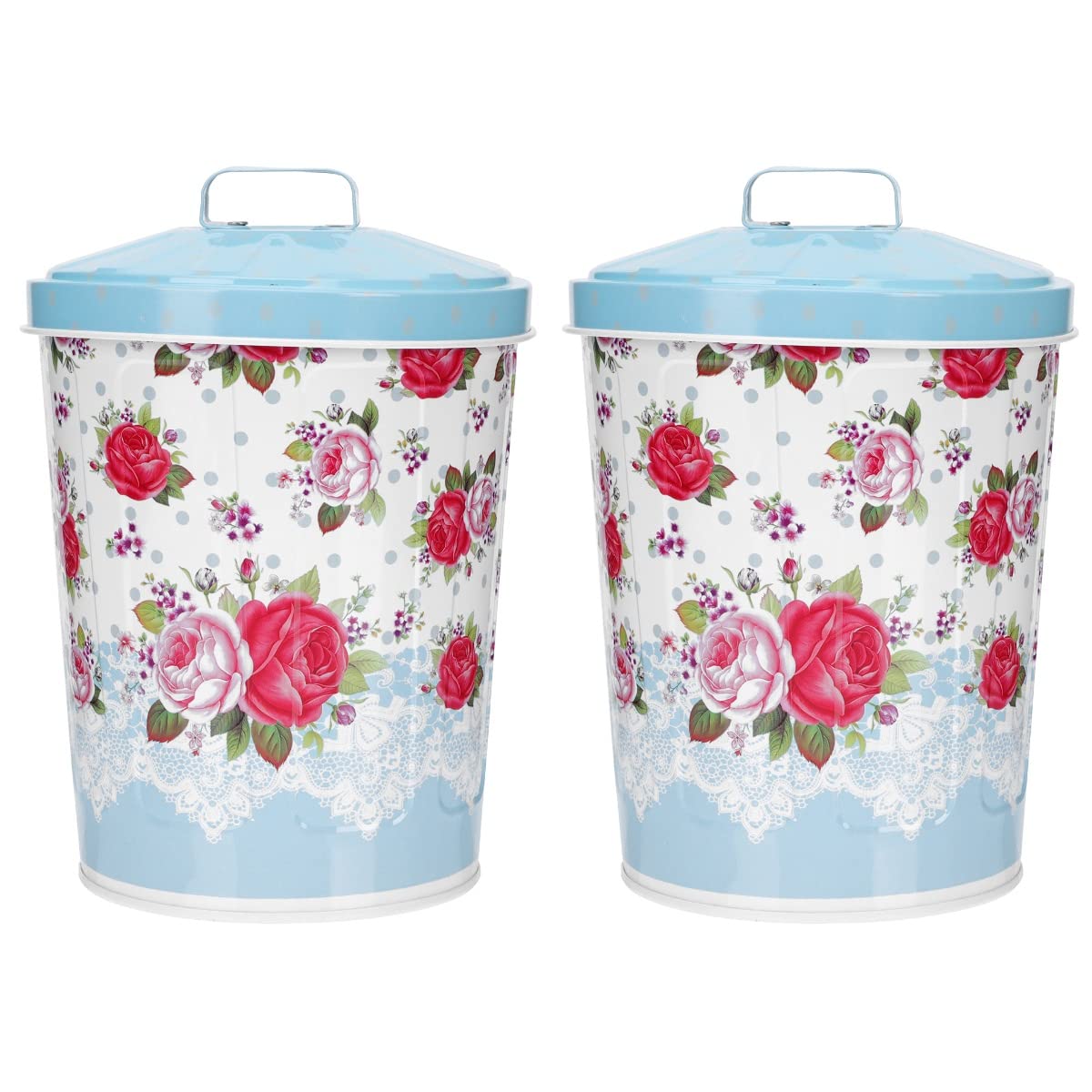 STOBAZA 2 Pcs Trash Can with Lid, 13 Gallon Capacity, Metal, Iron, Assorted Colors