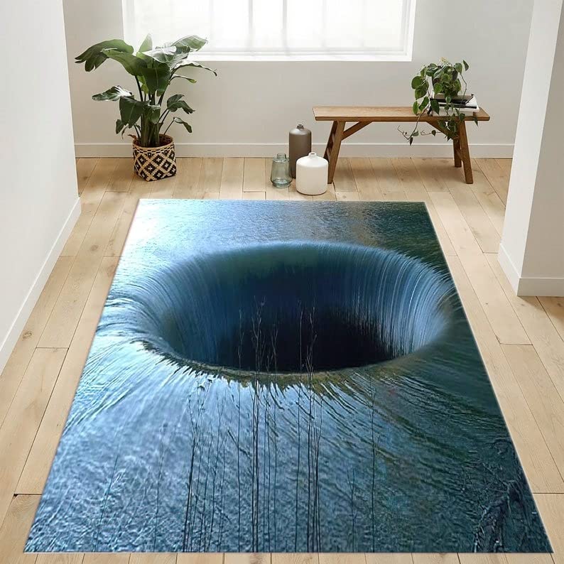 SATIGI Personalized Optical Illusion Rug - Water Hole 3D Area Rug - 3D Rugs Optical Illusion for Living Room Large Floor Rug Floor Mat for Bedroom Home Dining Room Playroom