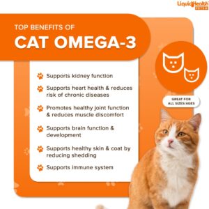 Liquid Health Pets Purr-Fection Omega 3 Fish Oil for Cats - Liquid Omega 3 for Cats with EPA+DPA+DHA, Cat Omega 3 Supplement May Reduce Itching, Support Joint, Immunity, Brain, Heart Health (2 Pack)