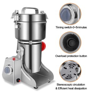 ExGizmo Electric Grain Grinder 800g,Swing Type Grain Mill Grinder 3000W,110V Stainless Steel High-speed Spice Herb Grinder Superfine Machine Dry Cereals Pulverizer Swing Type