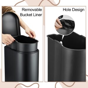 Fashionwu 10.6 Gal Stainless Steel Trash Can Combo Set, Black, 10.6L & 2.6L, Hands-Free Pedal Operation