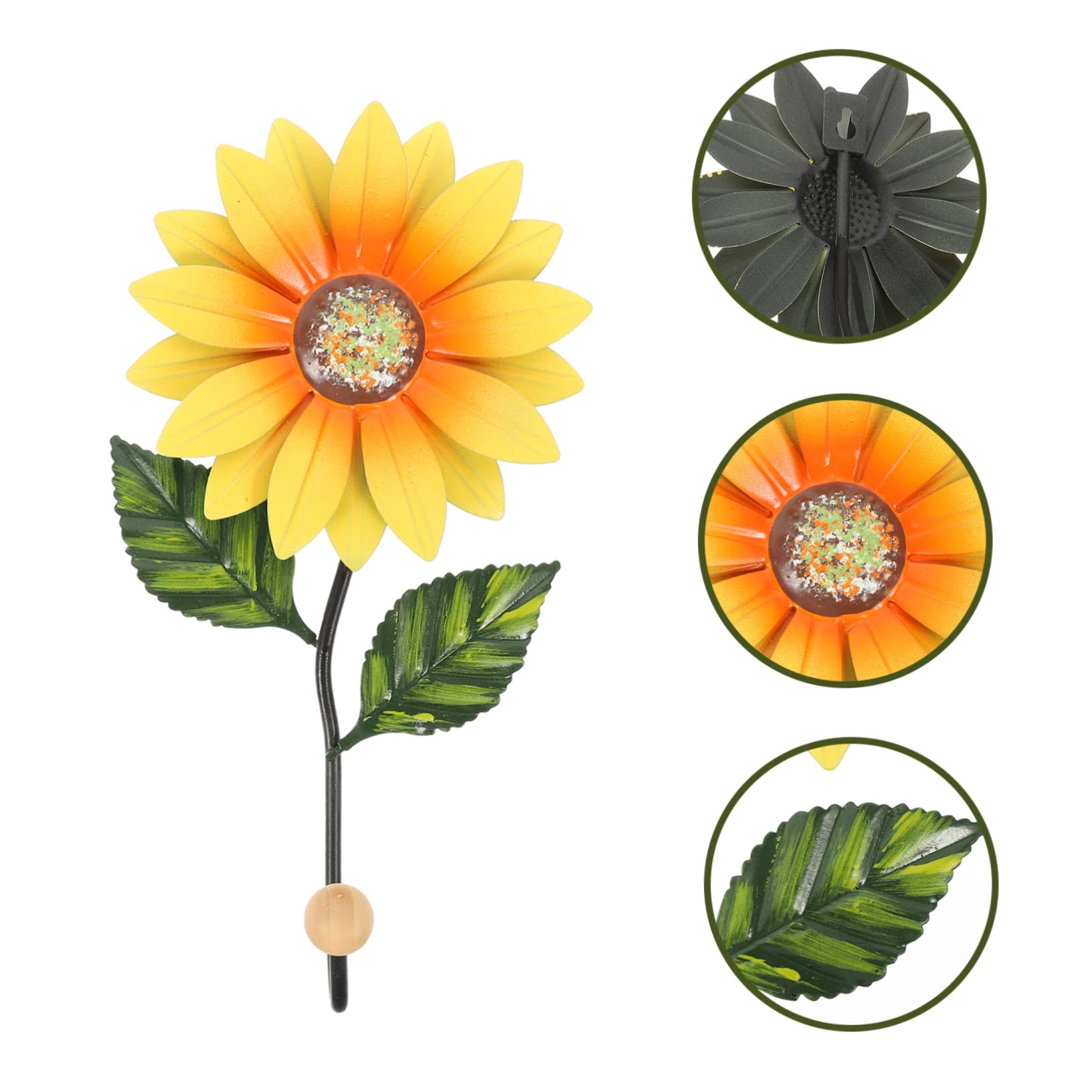 Yardenfun Small Daisy Wall Hanging Country Decor Sunflower Wall Hanger Wall Mounted Coat Rack Iron Art Sunflower Hanger Jacket Hanger Stand Towel Hanger Hook Crafts Wrought Iron Heavy Office