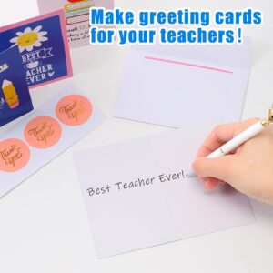 Teling 32 Sets Teacher Thank You Cards with Envelopes and Stickers Teacher Appreciation Gift Bulk Teachers Day Motivational Card Best Teacher Ever Card for Women Teachers Coworker