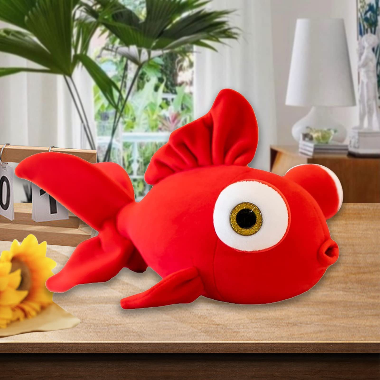 AUCOOMA Fish Stuffed Animal Plush Toys Hugging Pillow Cute Soft Doll Gifts for Girls Red13.7