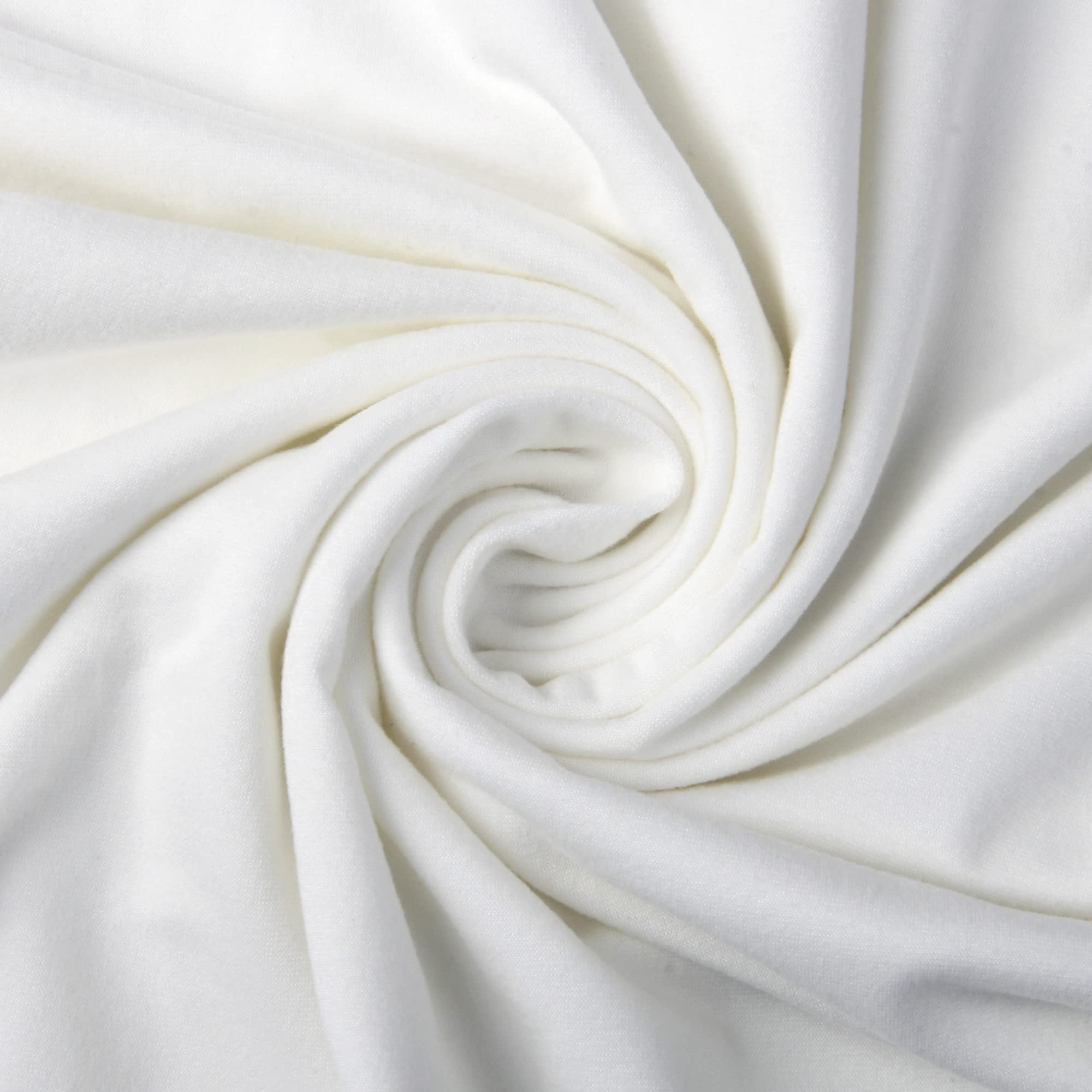 David Angie Double Brushed Poly Knit Fabric Solid Color 4 Way Stretch Spandex Knitting Fabric DBP Fabric by The Yard for Clothes Sewing (White)