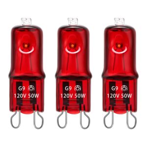 c-raptile g9 bulb 50w 120v 2 pin 3 pack base light bulb replacement dimmable warm red