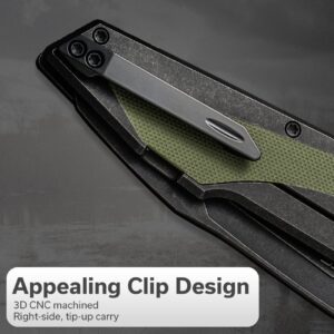 CIVIVI Folding Pocket Knife for EDC, Frame Lock Knife with 3.7" 14C28N Blade, Steel with OD Green G10 Handle, Gustavo T. Cecchini Hypersonic Flipper Knife for Men Gift Collection C22011-1