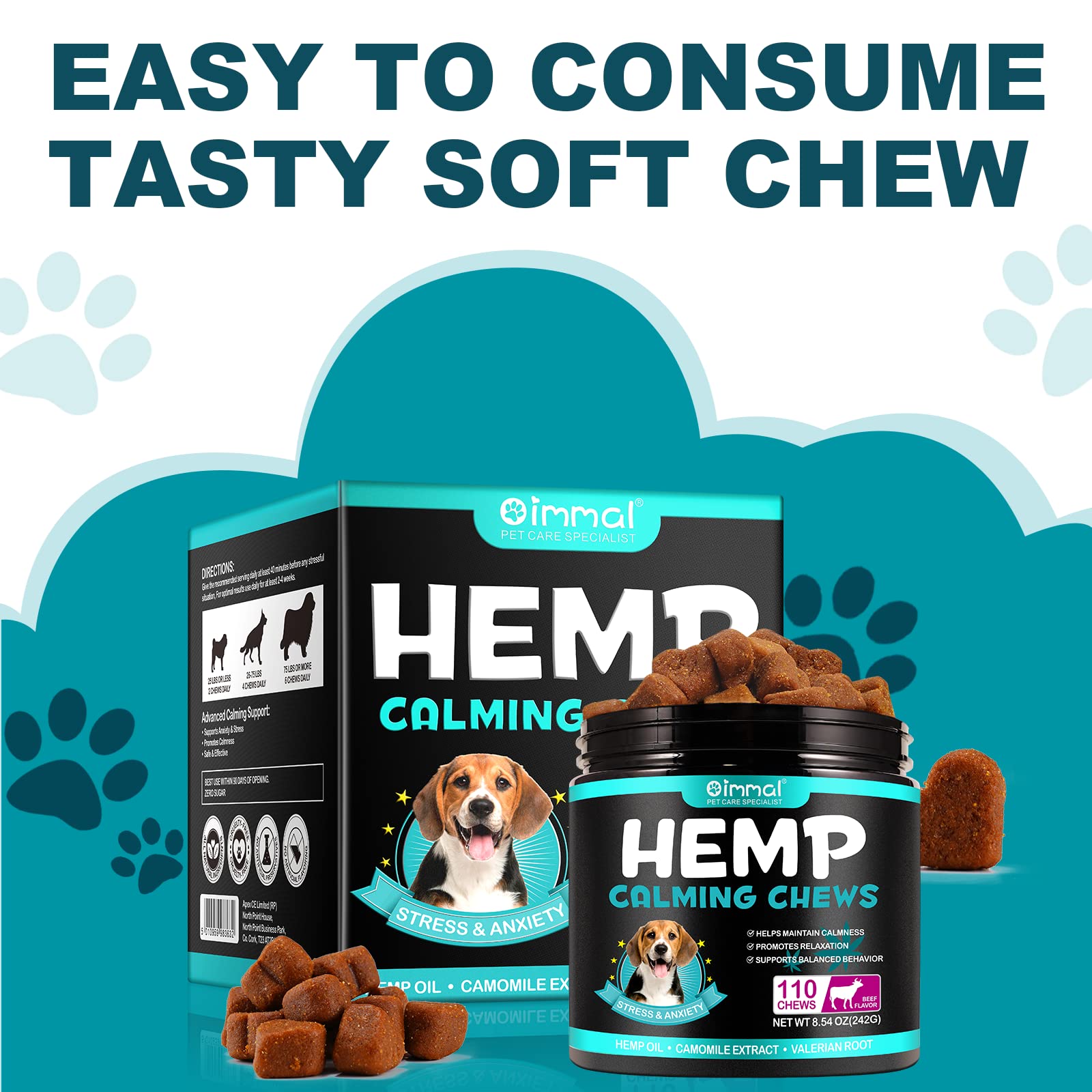 PLSHSBSE Calming Chews for Dogs, 150 Chews Hemp Calming Treats for Dog Anxiety Relief, Dog Calming Chews for All Breeds & Sizes (Chicken Flavor)