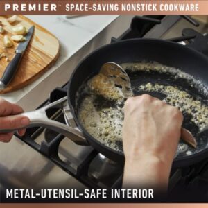 Calphalon Premier Space Saving 1.5 Quart Sauce Pan with Lid, Hard-Anodized Nonstick Cookware with MineralShield Technology, Dishwasher and Oven Safe