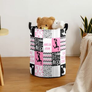 Laundry Basket Eat Sleep Cheer Cheerleader Pink Laundry Hamper Clothes Bag Collapsible Tall with Handles Bathroom College Essentials Storage for College Dorm Family