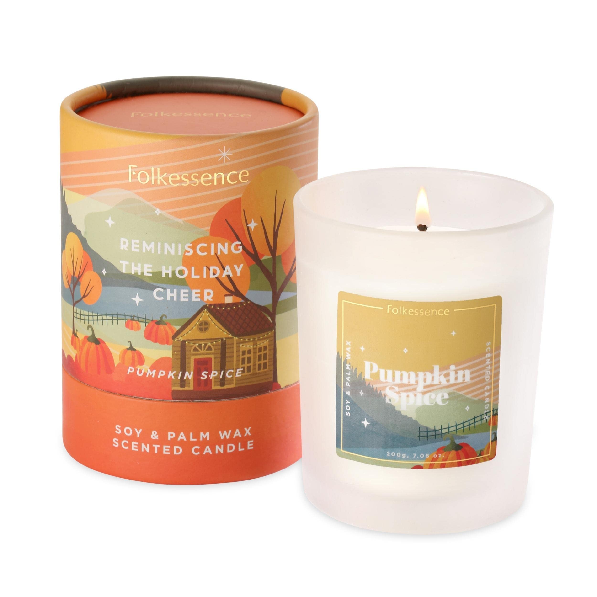 Folkulture Fall Candles for Home Scented, 7.06 Oz Soy Wax Fall Scented Candle Jar, Candle Gifts for Women, Odor Eliminating & Non - Toxic Candle, Large Pumpkin Candle - 50 Hr Burn Time