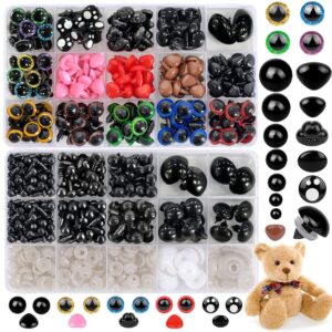 yujun 700pcs safety eyes for crochet,6-22mmcolorful glitter noses with washers stuffed animals amigurumi craft doll making teddy bear toy