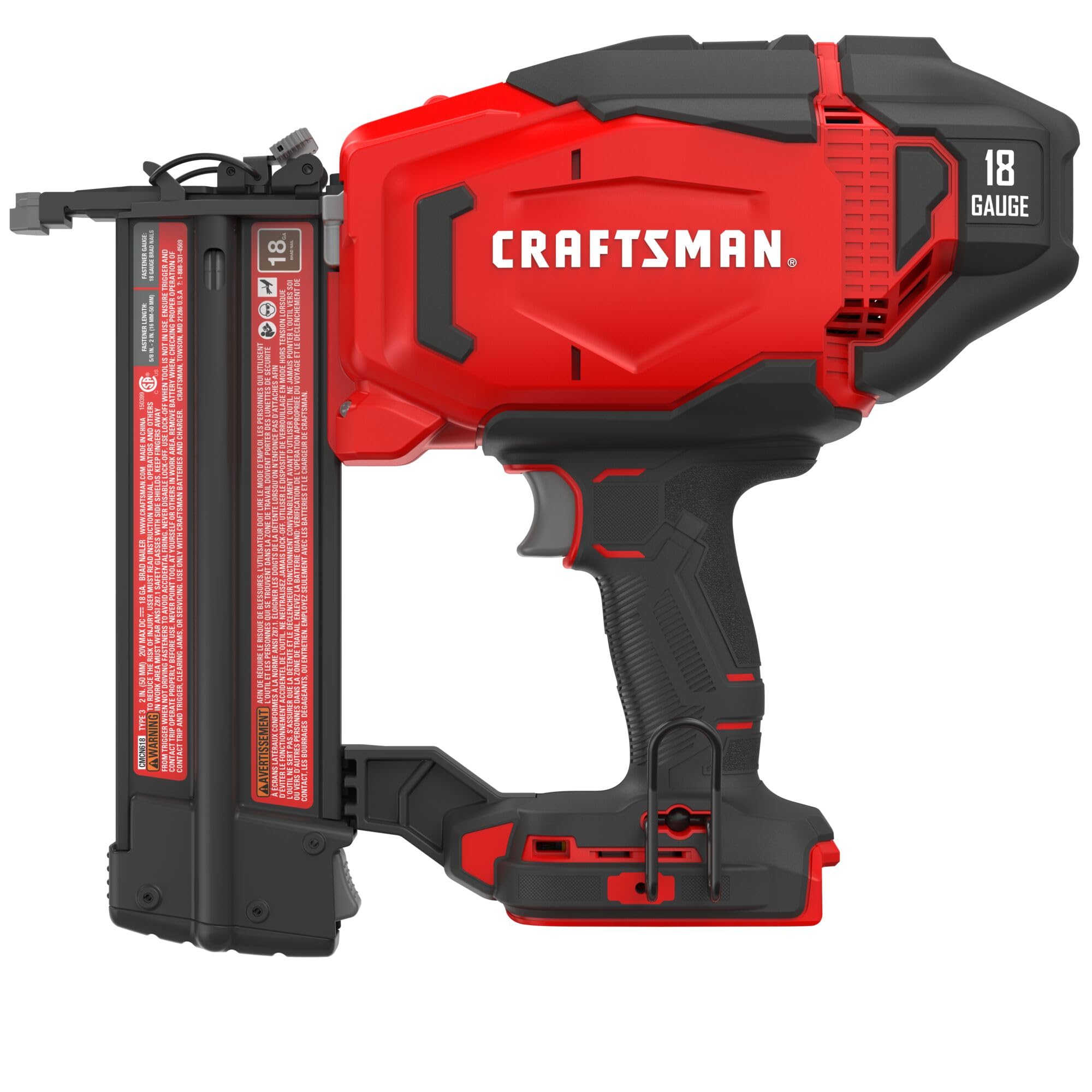 CRAFTSMAN V20 Brad Nailer, 18GA, Cordless, Bare Tool Only (CMCN618B)