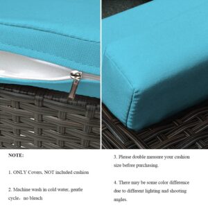 VAKADO Outdoor Patio Furniture Chair Cushion Replacement Covers Set of 4 Waterproof Decorative Cushion Cases Decor for Bench Garden Porch Couch Tent(Turquoise, 24"X24"X4")