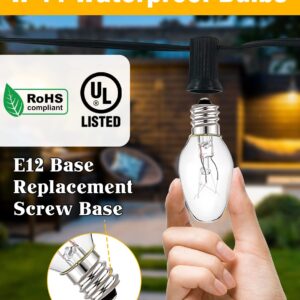 25 Pack Clear Night Light Bulbs, 7 Watt Salt Lamp Light Replacement Bulbs, Plug-in Incandescent Night Light Bulbs, E12 Candelabra Base, 120 Volt