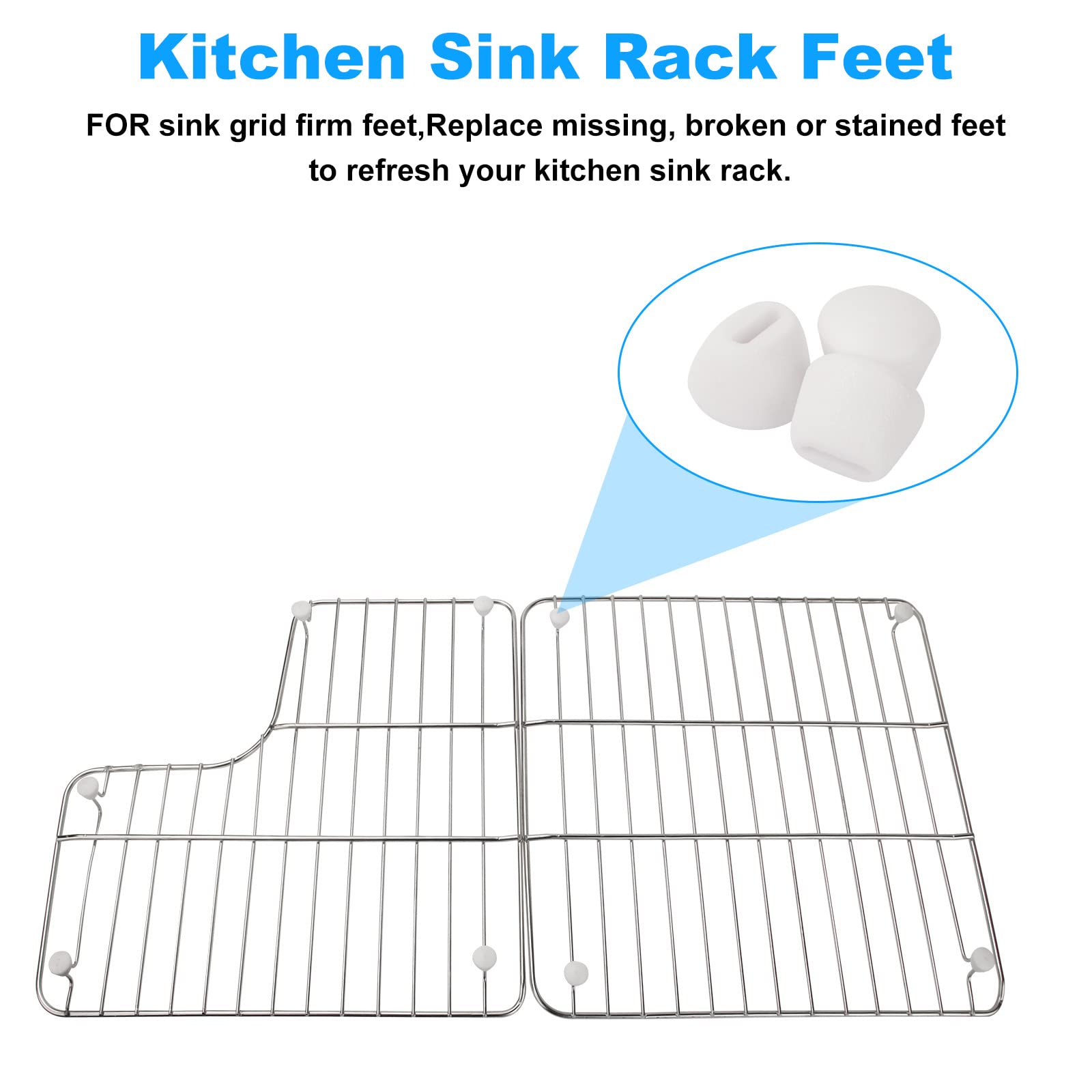 Kitchen Sink Rack Feet 84544-0 Replacement FOR Various Kohler Kitchen Sink Racks Fit Kohler Kitchen Sink Rack K-6639-ST K-6488 K-6489-20 Pack