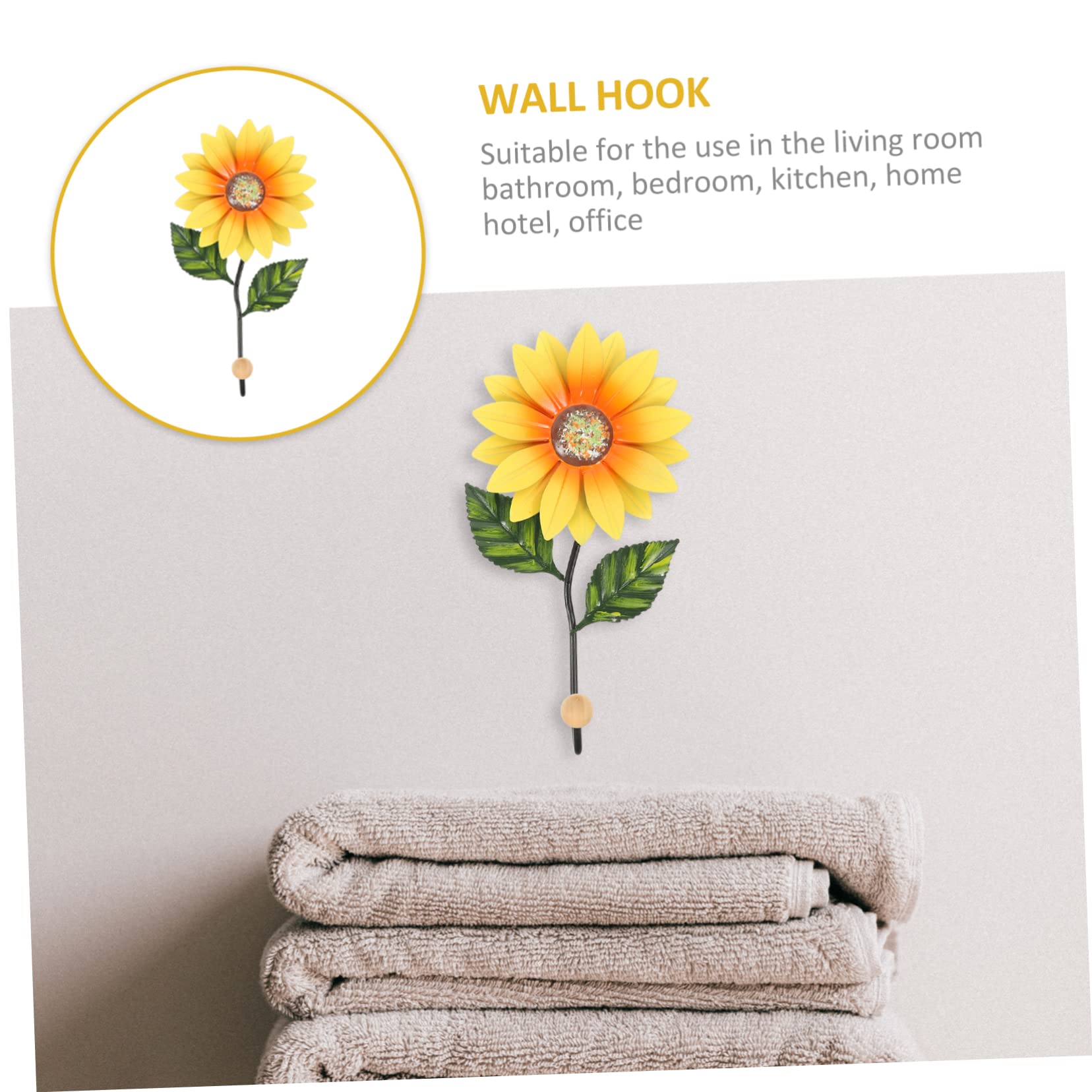 Yardenfun Small Daisy Wall Hanging Country Decor Sunflower Wall Hanger Wall Mounted Coat Rack Iron Art Sunflower Hanger Jacket Hanger Stand Towel Hanger Hook Crafts Wrought Iron Heavy Office