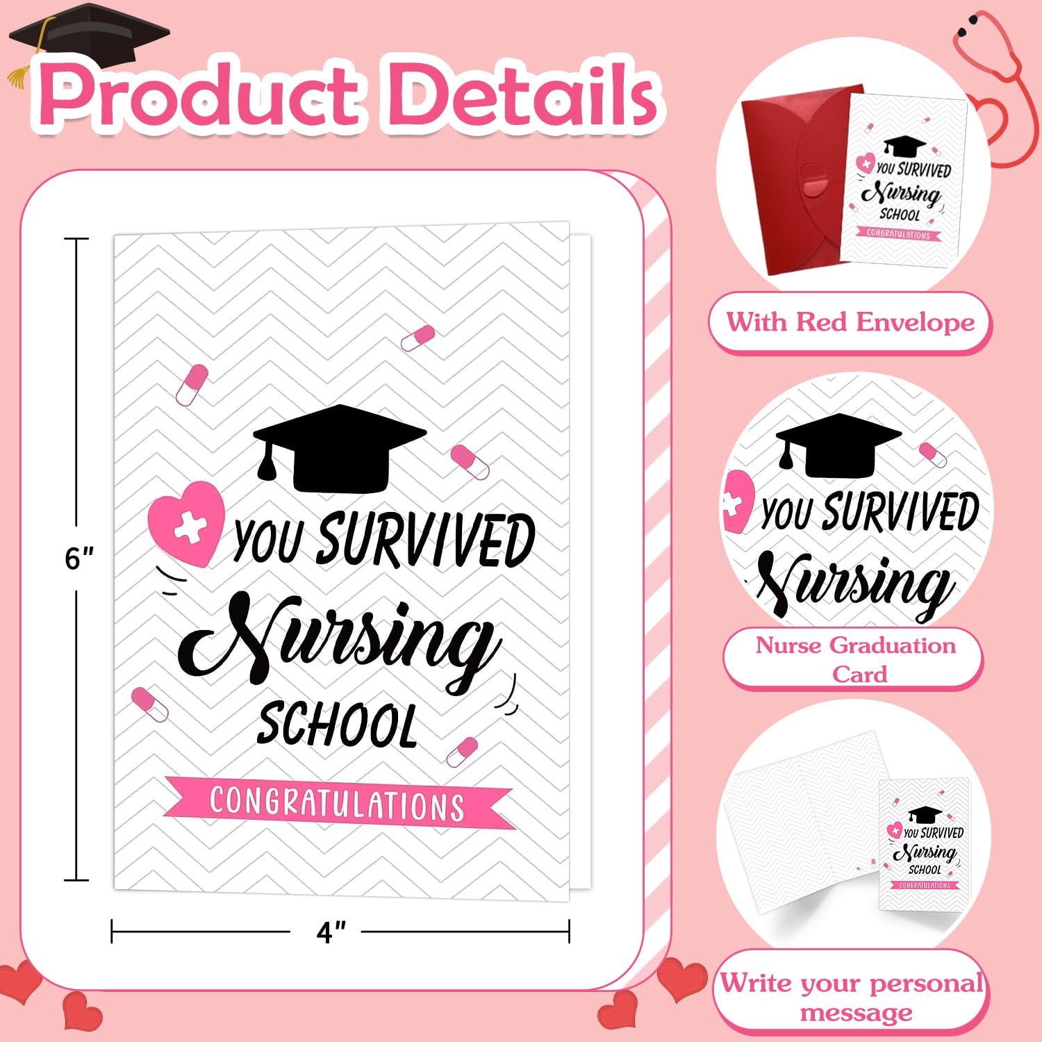 PETCEE Funny Nurse Graduation Card for Her Nurse Graduation Greeting Card for Women Graduation Card with Envelope for Nursing School Grads Medical School Graduate Occupational