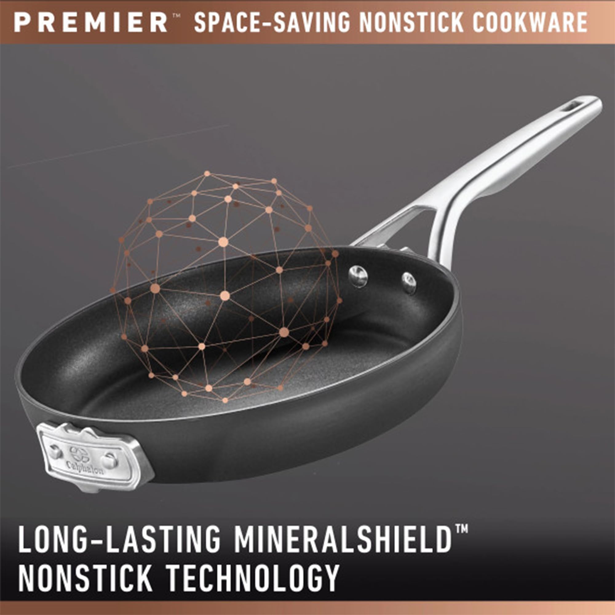 Calphalon Premier Space Saving 12 Inch Everyday Pan with Lid, Hard Anodized Nonstick Cookware, MineralShield Technology, Dishwasher and Oven Safe