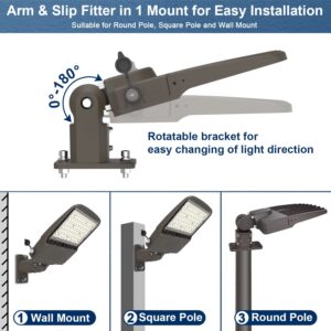 LTBLIGHT Dusk to Dawn LED Parking Lot Lights,240W 220W 200W Outdoor led Pole Light Fixture,(38400lm Eqv 800W HPS) Adjustable Slip Fit Mount, Photocell Commercial Street Area Cool White Lighting