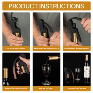 Wine Opener,Compact Vertical Corkscrew Wine Bottle Opener with Wood Handle and Built-in Foil Cutter,Wine Key for Servers and Bartenders，Gifts