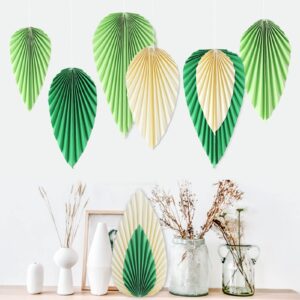 SUNBEAUTY Paper Fans Party Decorations Paper Leaves for Decoration Paper Fans Classroom Decoration Paper Fans Backdrop Decor Green Birthday Decorations,Set of 9