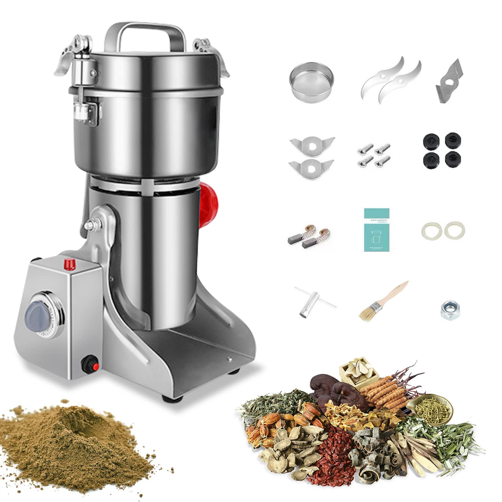 ExGizmo Electric Grain Grinder 800g,Swing Type Grain Mill Grinder 3000W,110V Stainless Steel High-speed Spice Herb Grinder Superfine Machine Dry Cereals Pulverizer Swing Type