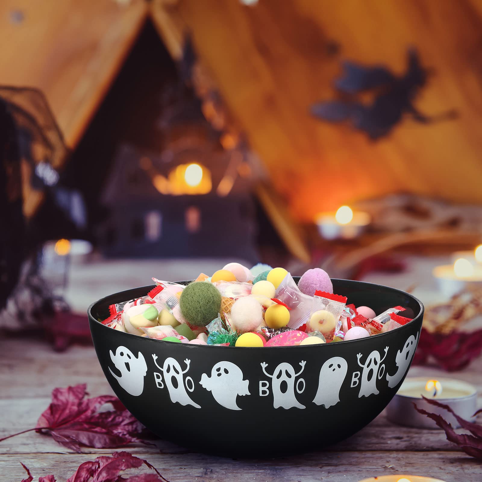 Funtery 6 Pcs Halloween Candy Bowl Large Halloween Plastic Trick Treat Candy Bowls Halloween Party Supplies Halloween Serving Bowl Halloween Candy Holders Tableware Party Decor(Black Ghost)