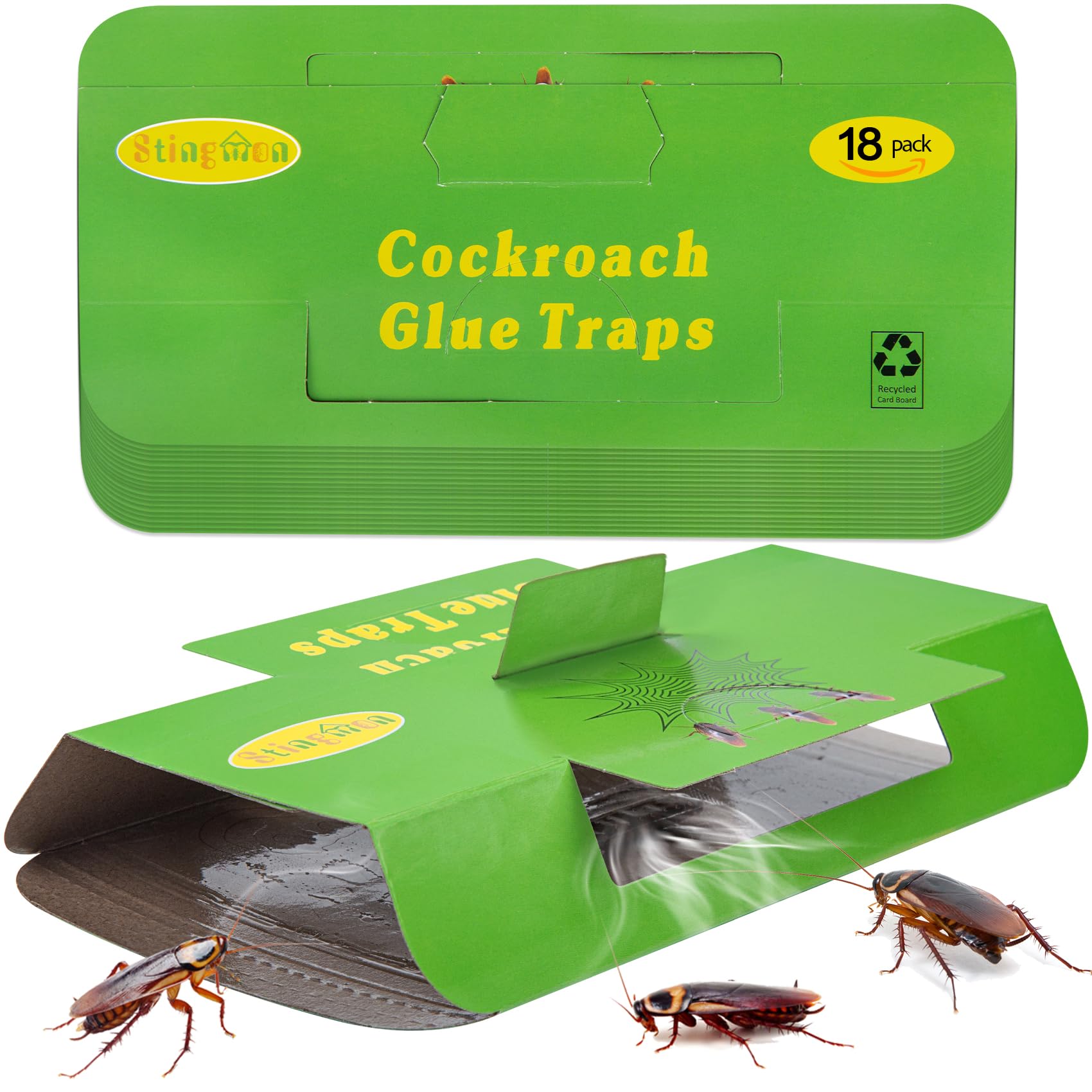 18 Pack Roach Traps Indoor Roach Killer Indoor Infestation, Cockroach Killer Indoor Home Cockroach Trap Sticky Traps for Insects