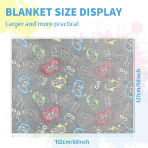 Anowpo Glow in The Dark Blanket Game Controller Gifts for Boys,Soft Kids Throw Gamer Blanket 3 4 5 6 7 8 9 10 11 12 Year Old Boy Gifts,Gifts for Boys 8-12,Easter Birthday Valentines Day Gifts,50"x60"