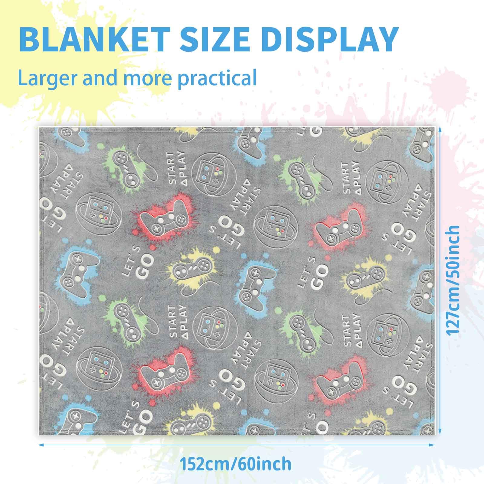 Anowpo Glow in The Dark Blanket Game Controller Gifts for Boys,Soft Kids Throw Gamer Blanket 3 4 5 6 7 8 9 10 11 12 Year Old Boy Gifts,Gifts for Boys 8-12,Easter Birthday Valentines Day Gifts,50"x60"