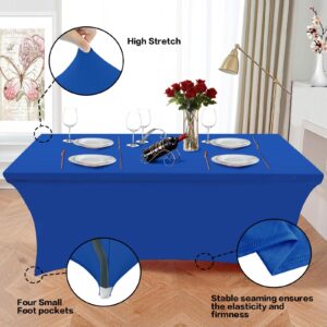 Hussome 6FT Table Cloth for Rectangle Table Royal Blue Tablecloth Rectangular Fitted Stretch Spandex Table Covers 6 ft for Birthday, Cocktail, Wedding, Banquet Spring Summer Outdoor Party