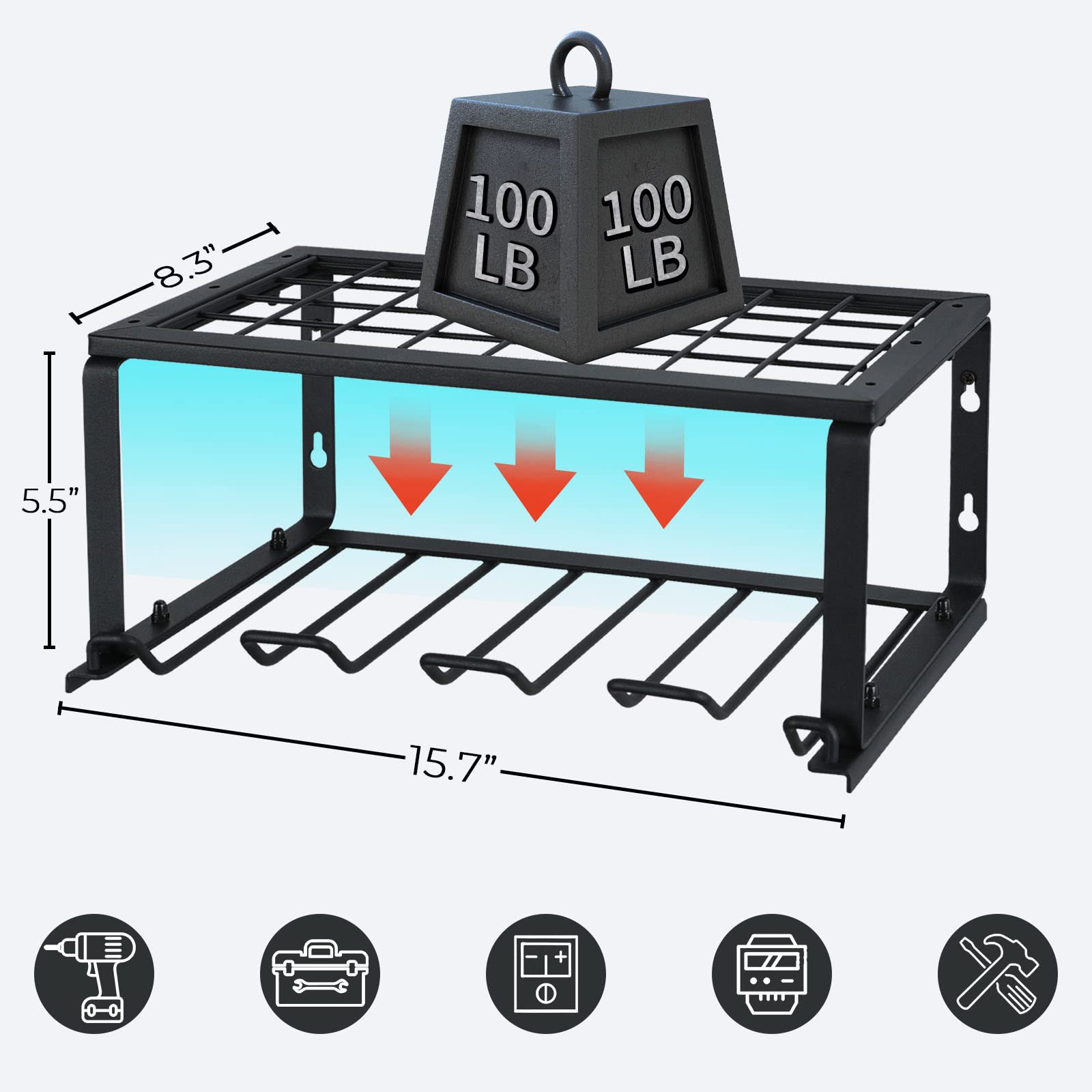 TreeLen Power Tool Organizer, Drill Holder Wall Mount,Heavy Duty Tool Shelf & Storage Rack, Great as Tool Box Organizers and Storage