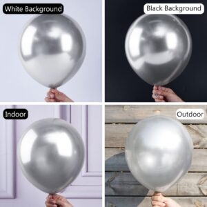 PartyWoo Metallic Silver Balloons, 51 pcs 12 Inch Silver Metallic Balloons, Silver Balloons for Balloon Garland or Arch as Wedding Decorations, Birthday Decorations, Party Decorations, Silver-G102