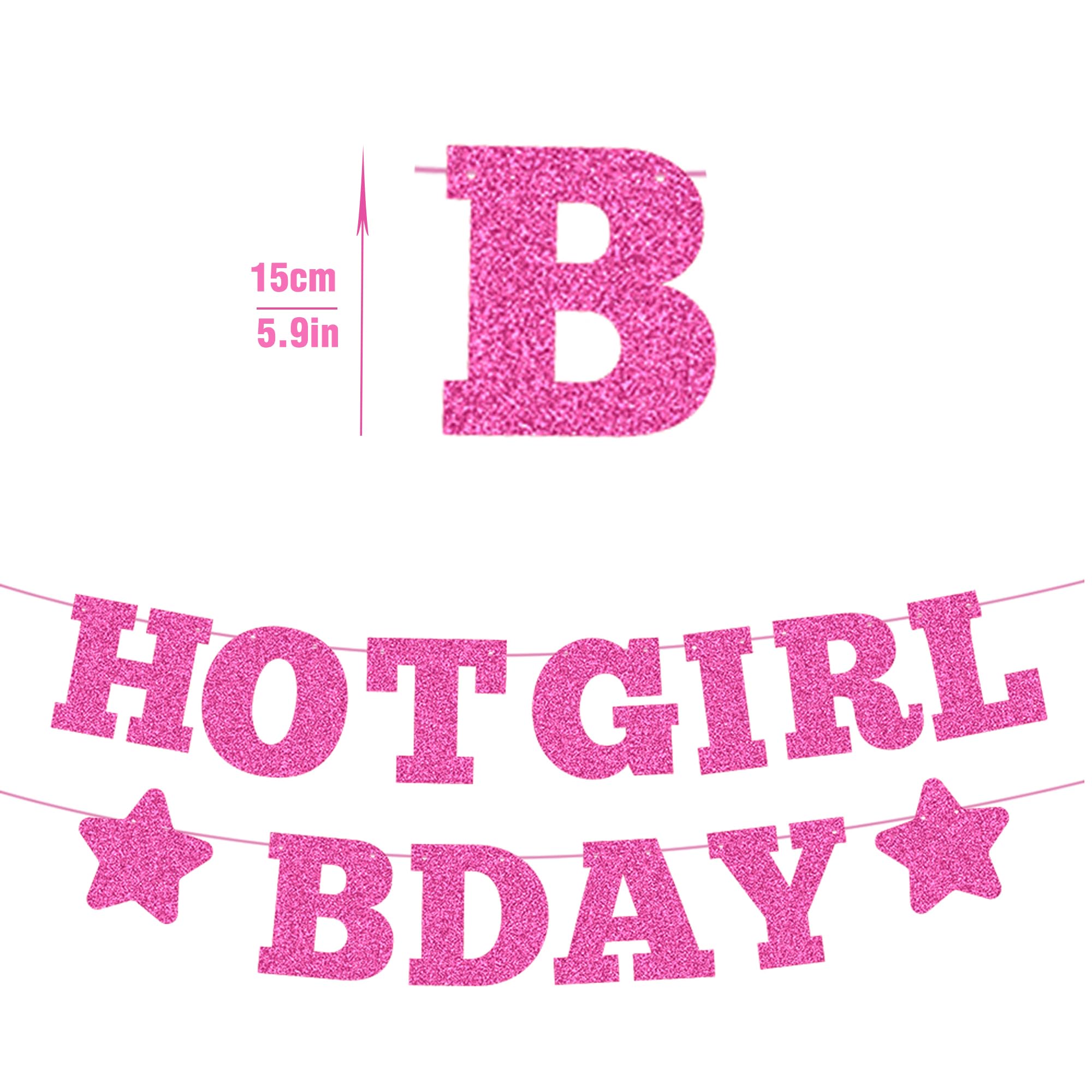 Hot Girl Glitter Birthday Banner - Hot Pink, Funny Birthday Party Decorations, Photo Backdrop, Pink 21st Birthday Decorations, 18th Birthday Decor, Birthday Gift for Her, Sweet 16 Birthday Banner