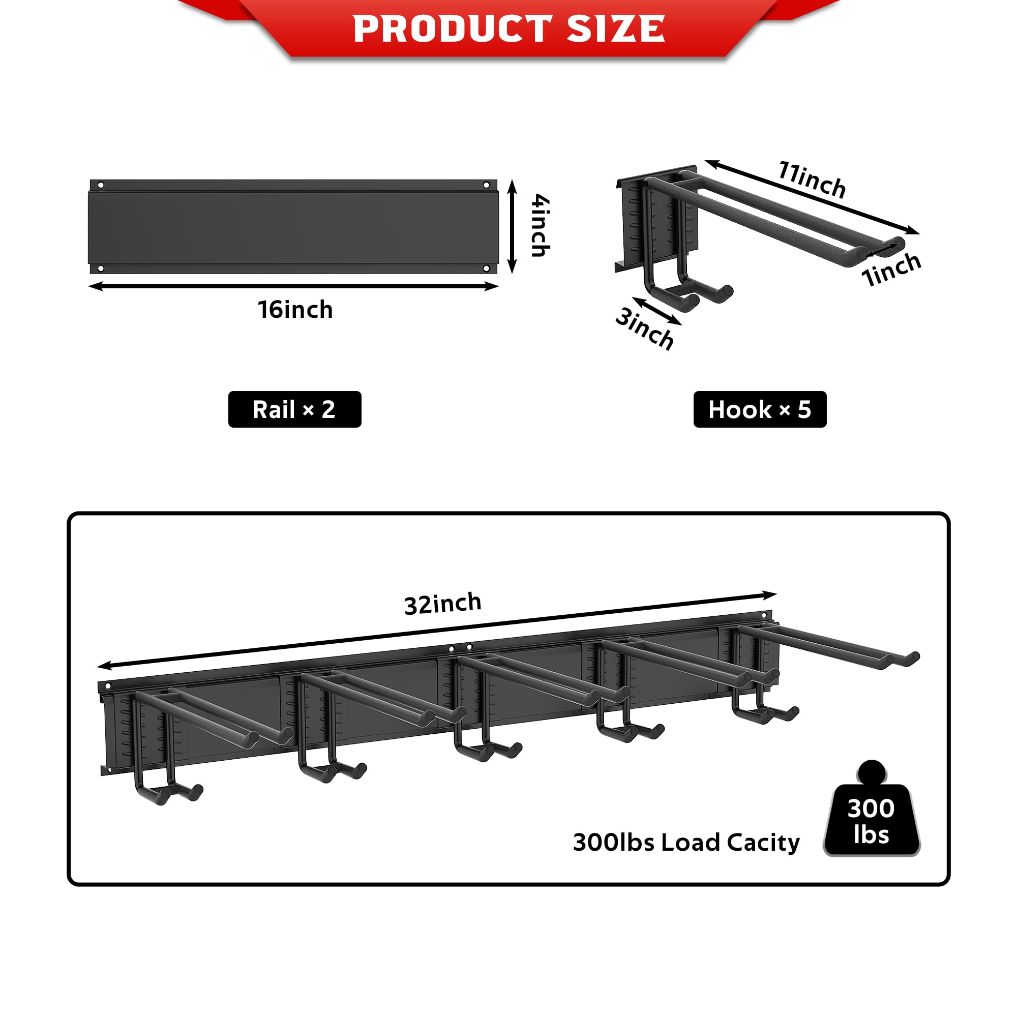 Ultrawall Ski Rack, Wall Mounted Ski Storage for Garage Storage Organizer System, 10 Pairs of Skis Holder for Home Shed, Holds Up to 300lbs