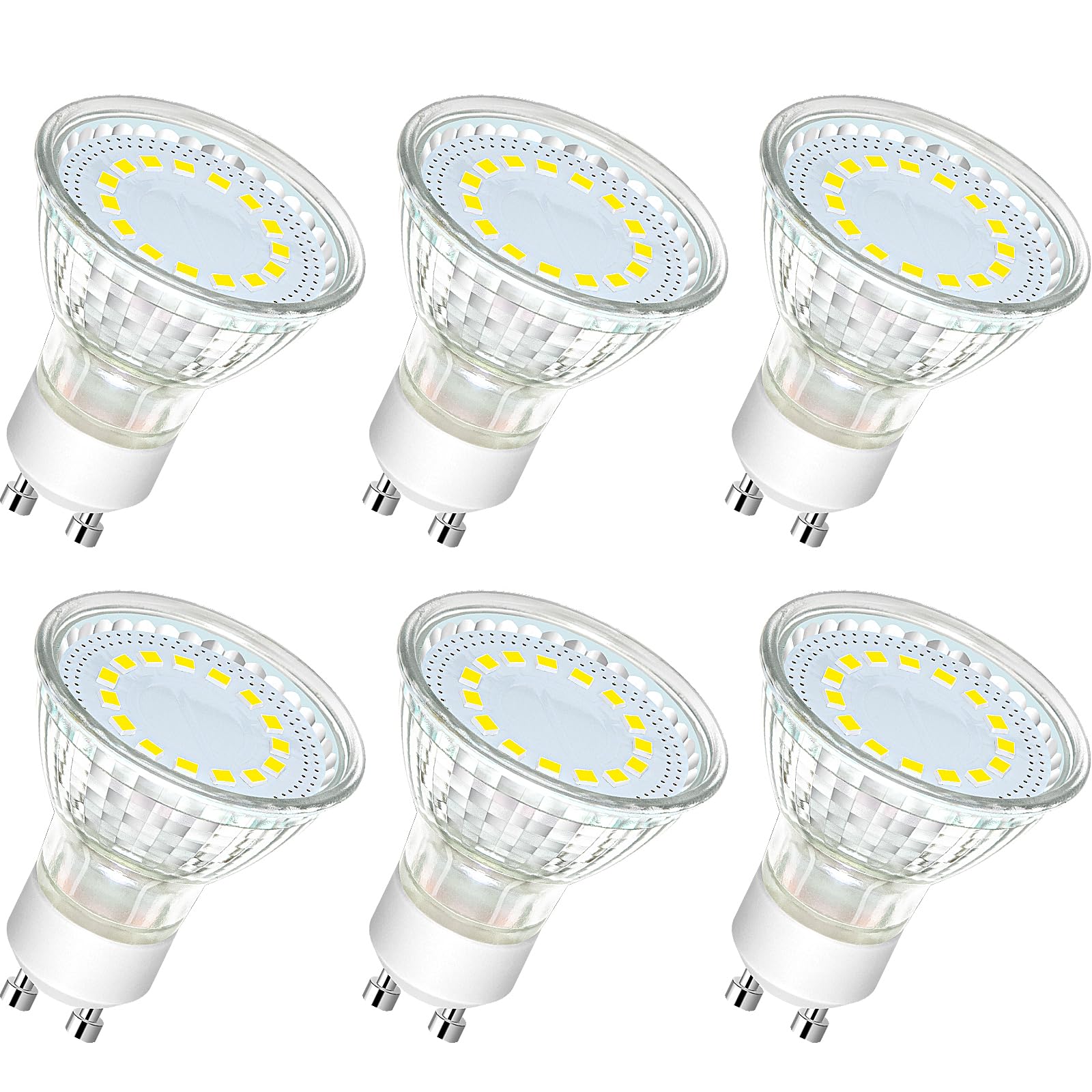 Kondras 6-Pack GU10 LED Light Bulbs 4W 50watt Halogen Bulb Replacement, 5000K Daylight White GU10 Bulb 450lm LED Recessed Track Light Bulbs for Range Hood Kitchen Bedroom, 120°Beam Angle, Non-Dimmable