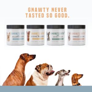 Gnawty Bites Allerg-Ease | Dog Allergy Supplement, Soothes Irritation & Inflammation | Immune Support, Itch & Seasonal Allergy Relief with Kelp, Colostrum, & Bee Pollen, 120 Soft Chews