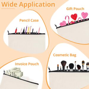 HTVRONT Blank Canvas Makeup Bags 10 Pack, Sublimation Blanks Cosmetic Bags, DIY Heat Transfer Canvas Pen Case Pencil Bags, Beige Multi-Purpose Travel Toiletry Zipper Bags (10pcs 8.3 × 5 Inch)