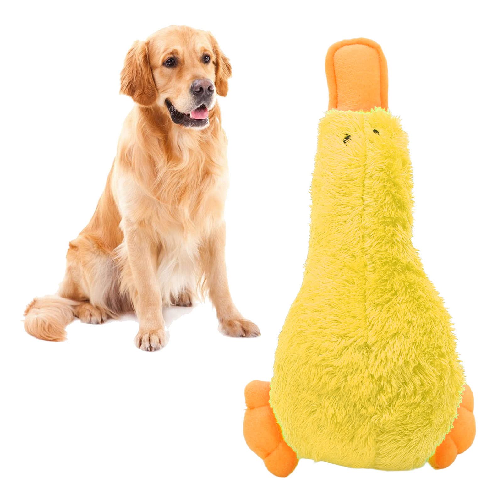 Duck Dog Squeaky Toy, Interactive Teeth Cleaning Plush Dogs Chew Toy Dog Companion for Dogs Puppies Pets (Yellow)